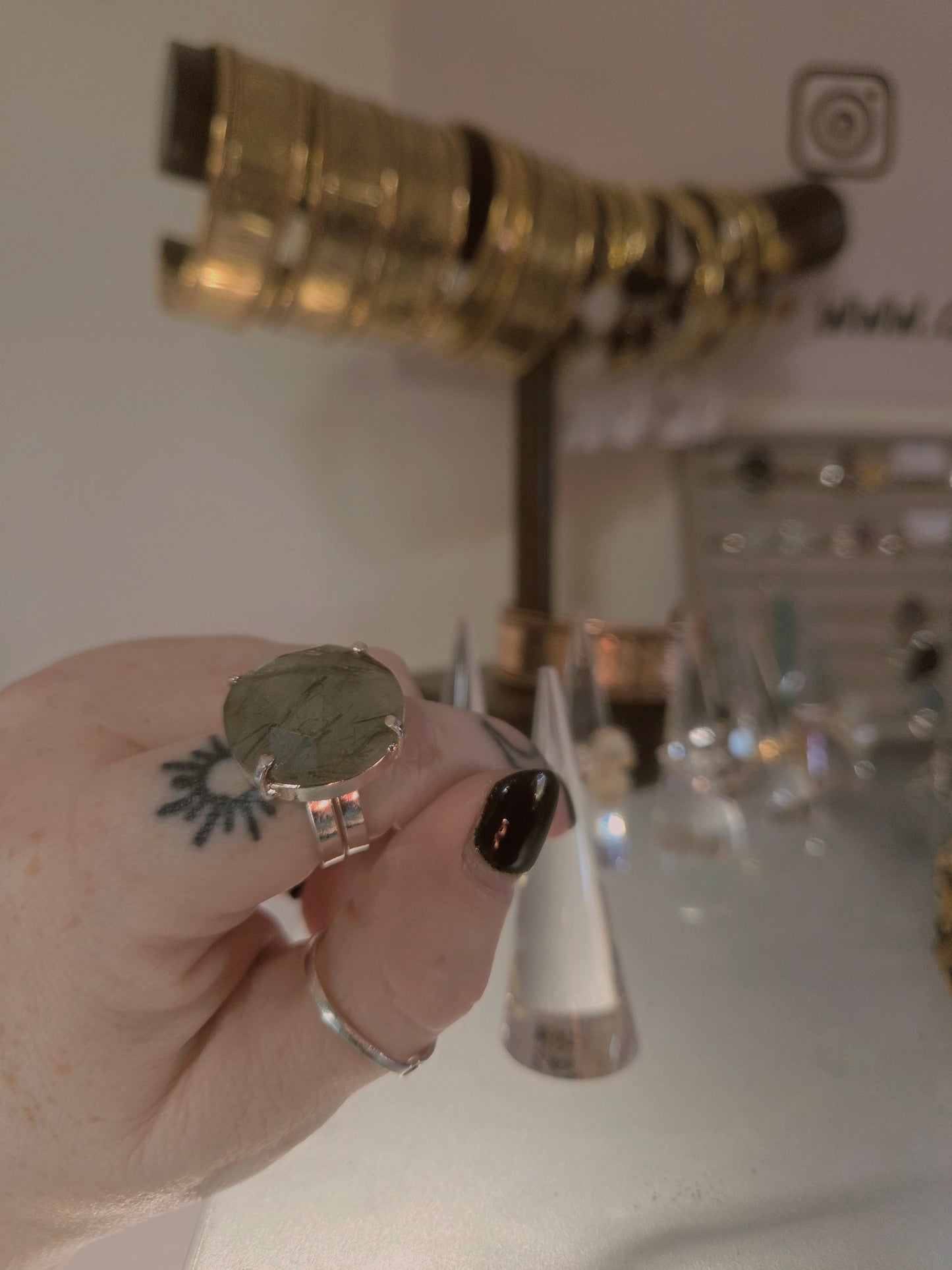 Stunning Green Rutile Statement Ring