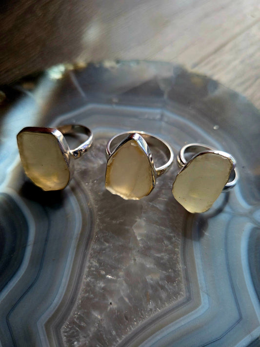 Libyan Desert Glass Sterling Silver Ring