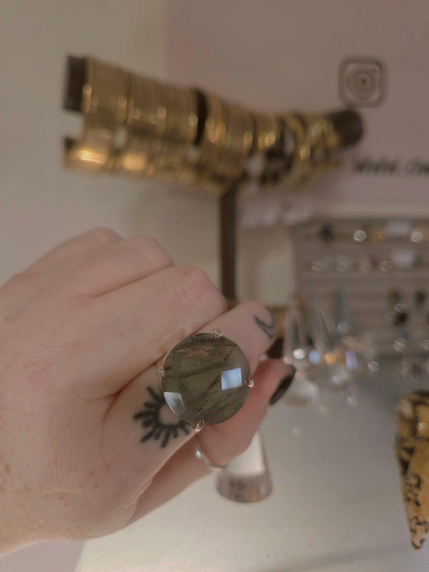 Stunning Green Rutile Statement Ring