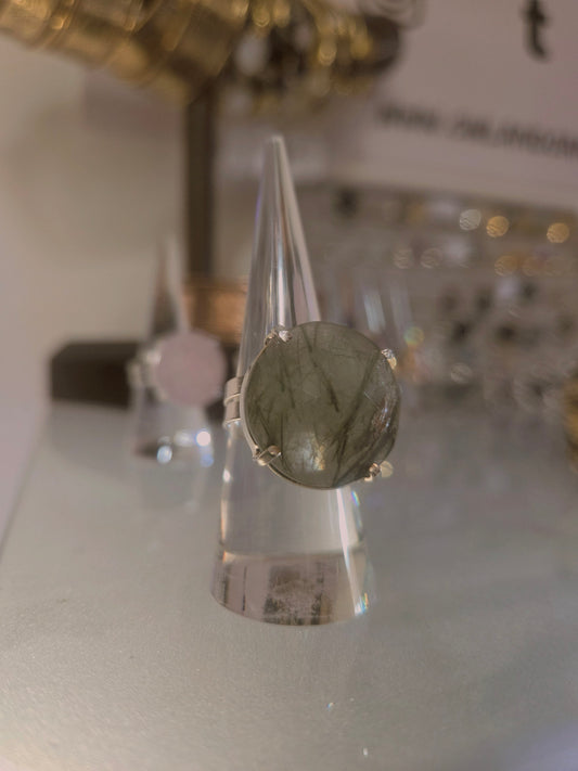Stunning Green Rutile Statement Ring