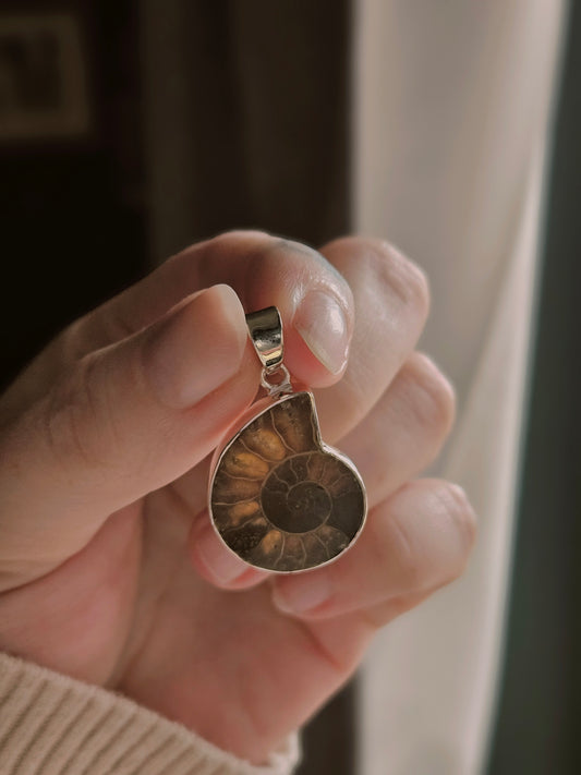 Stunning Sterling Silver Ammonite Pendant